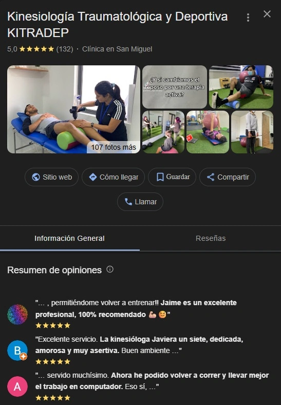 Ejemplo de cómo aparecer en Google Business Profile o ficha de perfil de empresas de Google