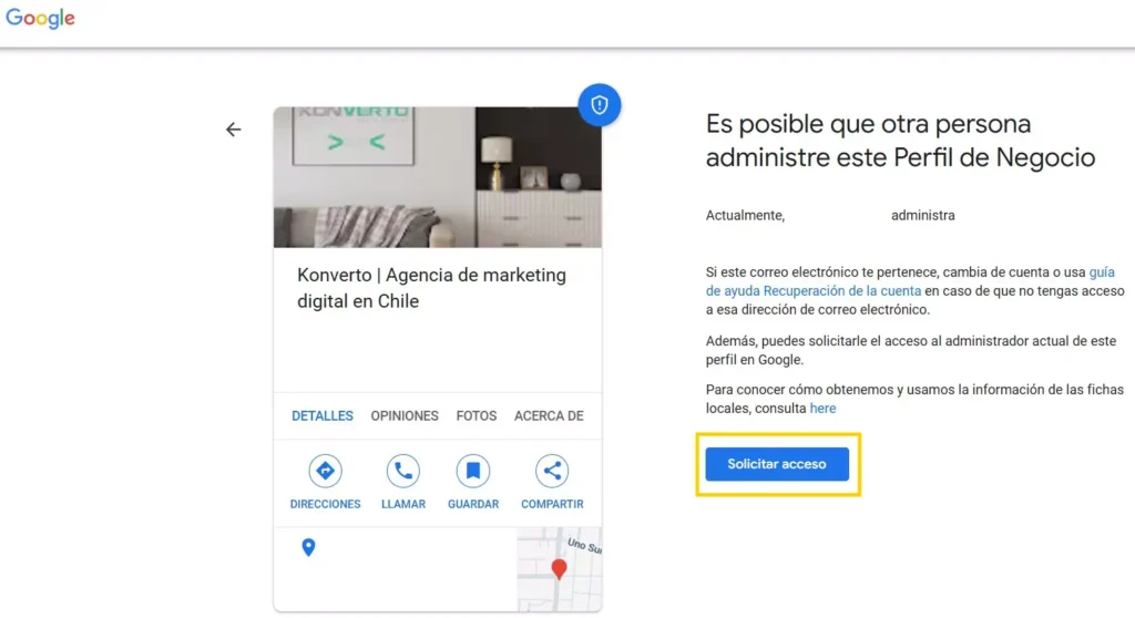 Proceso para reclamar un Perfil de Negocio en Google
