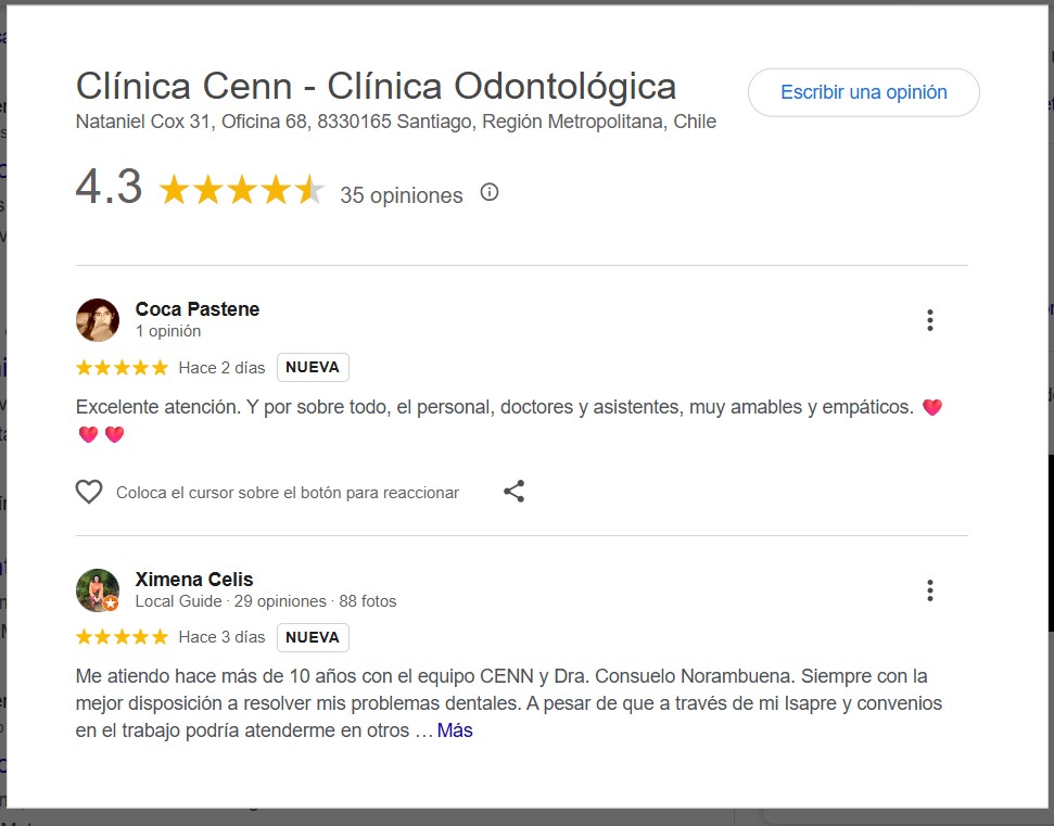 ejemplo reseñas google business profile